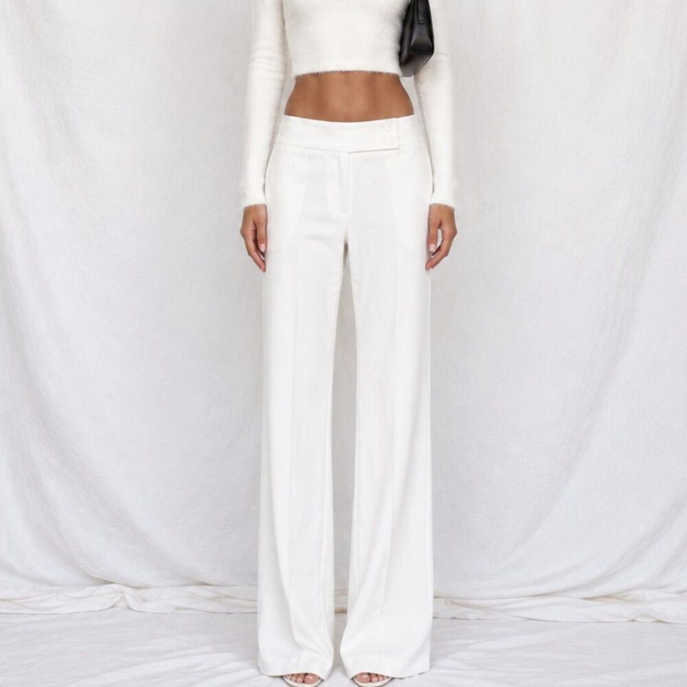 Vintage Y2K 90s Josephine White Straight Leg Tailored Dress Pants Trousers S